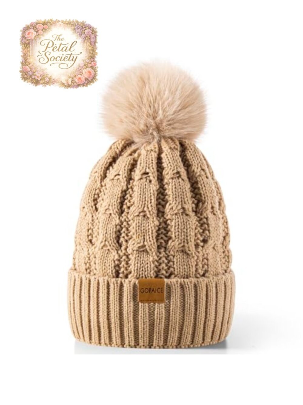 Womens Winter Knitted Beanie Hat Fleece Lined Chunky Ski Cap Pom Pom